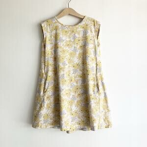UT Uniqlo Paul & Joe Girls 7-8 A Line Dress Tunic Top Floral Bow Print Yellow